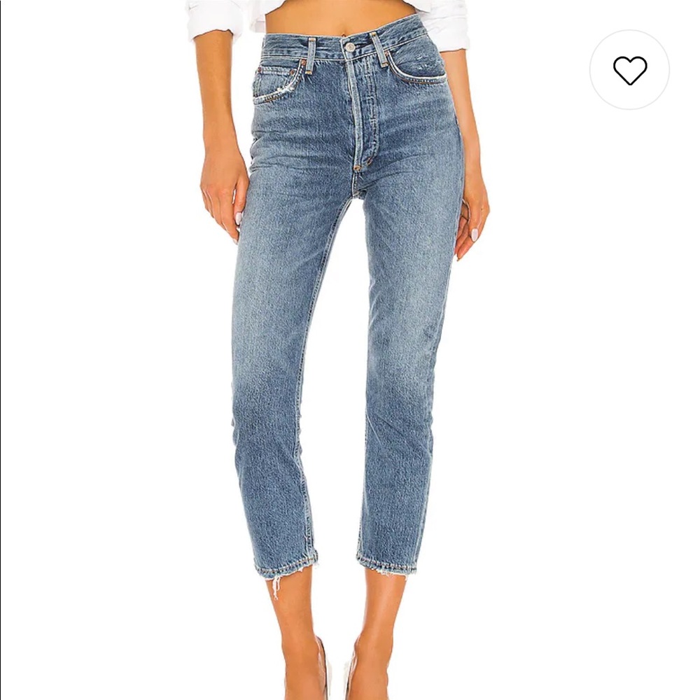 AGolde Riley High Rise Straight Crop Jeans in Frequency